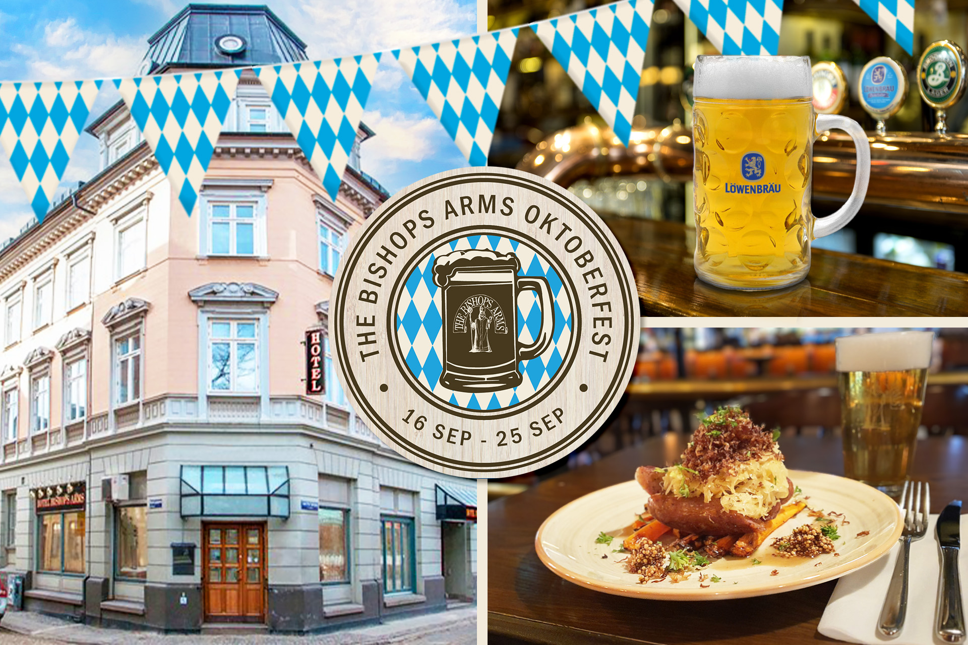 Fira oktoberfest med middag och övernattning på Hotel Bishops Arms